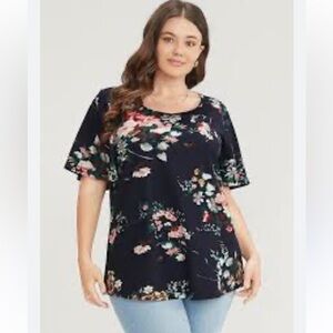 NWT floral round collar blouse size 22/34 3X 🌺🌹🌸149